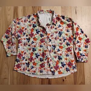 Emily Wonder dancing flowers corduroy jacket women's size XXL NWT